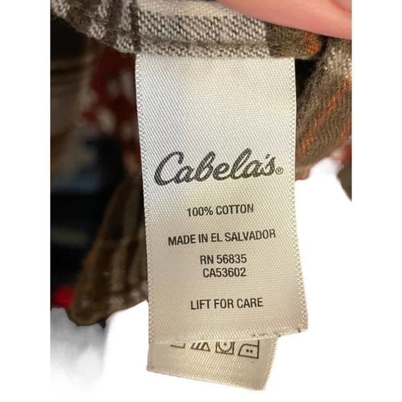 Cabela's Flannel Brown Plaid Mens Large Tall Shirt Long Sleeve Button Down - Picture 9 of 9
